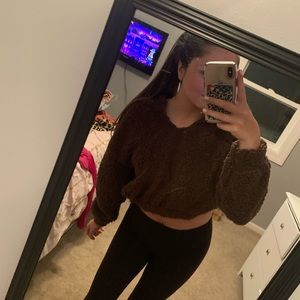 cropped sherpa hoodie